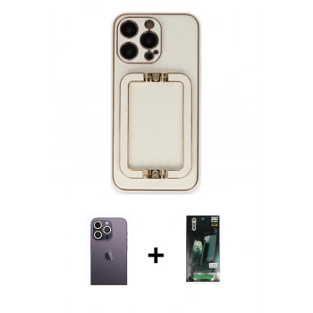 MARSİLYAN™- iPhone 13 Pro Max Kılıf Kozmos Minimal Prime - Şeffaf 360 Full Body Arka Koruyucu + Neon Fosforlu Kamera Lens - BZ