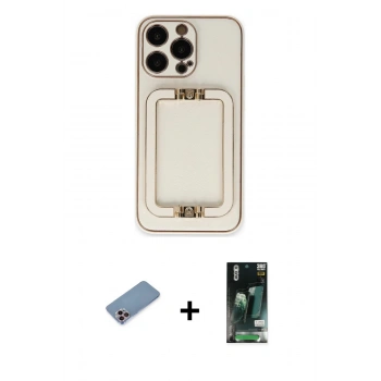 MARSİLYAN™- iPhone 13 Pro Max Kılıf Kozmos Minimal Prime - Şeffaf 360 Full Body Arka Koruyucu + Shine Kamera Lens Koruma Cam - PE