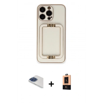 MARSİLYAN™- iPhone 13 Pro Max Kılıf Kozmos Minimal Prime - Şeffaf Maxco Cam Ekran Koruyucu + Pers Alüminyum Kamera Lens - LT