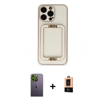 MARSİLYAN™- iPhone 13 Pro Max Kılıf Kozmos Minimal Prime - Şeffaf Maxco Cam Ekran Koruyucu + Neon Fosforlu Kamera Lens - YL