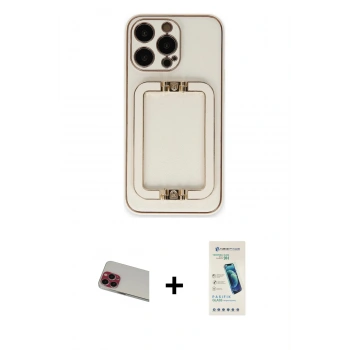 MARSİLYAN™- iPhone 13 Pro Max Kılıf Kozmos Minimal Prime - Şeffaf Pasifik Cam Ekran Koruyucu + Rainbow Kamera Lens Koruma Cam - KI