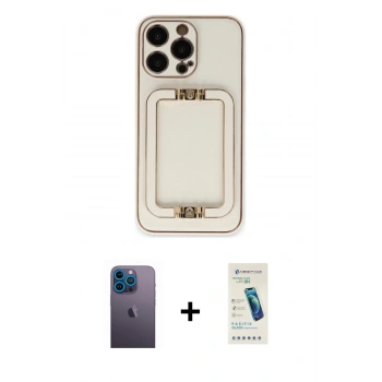MARSİLYAN™- iPhone 13 Pro Max Kılıf Kozmos Minimal Prime - Şeffaf Pasifik Cam Ekran Koruyucu + Neon Fosforlu Kamera Lens - MI