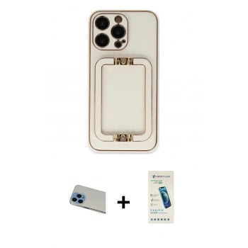 MARSİLYAN™- iPhone 13 Pro Max Kılıf Kozmos Minimal Prime - Şeffaf Pasifik Cam Ekran Koruyucu + Rainbow Kamera Lens Koruma Cam - MI