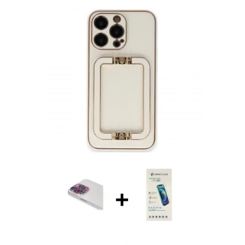 MARSİLYAN™- iPhone 13 Pro Max Kılıf Kozmos Minimal Prime - Şeffaf Pasifik Cam Ekran Koruyucu + Pers Alüminyum Kamera Lens - GI