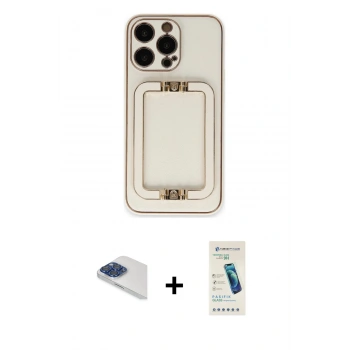 MARSİLYAN™- iPhone 13 Pro Max Kılıf Kozmos Minimal Prime - Şeffaf Pasifik Cam Ekran Koruyucu + Pers Alüminyum Kamera Lens - LT