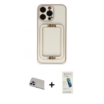 MARSİLYAN™- iPhone 13 Pro Max Kılıf Kozmos Minimal Prime - Şeffaf Pasifik Cam Ekran Koruyucu + Rainbow Kamera Lens Koruma Cam - MR