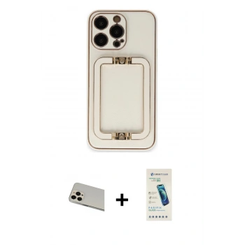 MARSİLYAN™- iPhone 13 Pro Max Kılıf Kozmos Minimal Prime - Şeffaf Pasifik Cam Ekran Koruyucu + Rainbow Kamera Lens Koruma Cam - REGD