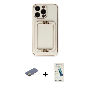 MARSİLYAN™- iPhone 13 Pro Max Kılıf Kozmos Minimal Prime - Şeffaf Pasifik Cam Ekran Koruyucu + Renkli Kamera Lens Koruma Cam - SI