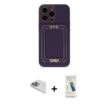 MARSİLYAN™- iPhone 13 Pro Max Kılıf Kozmos Minimal Prime - Şeffaf Pasifik Cam Ekran Koruyucu + Pers Alüminyum Kamera Lens - SABE