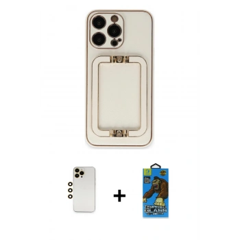 MARSİLYAN™- iPhone 13 Pro Max Kılıf Kozmos Minimal Prime - Siyah 18D Cam Ekran Koruyucu + Shine Kamera Lens - GD