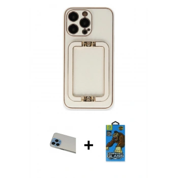 MARSİLYAN™- iPhone 13 Pro Max Kılıf Kozmos Minimal Prime - Siyah 18D Cam Ekran Koruyucu + Rainbow Kamera Lens Koruma Cam - MI