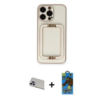 MARSİLYAN™- iPhone 13 Pro Max Kılıf Kozmos Minimal Prime - Siyah 18D Cam Ekran Koruyucu + Rainbow Kamera Lens Koruma Cam - MR