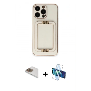 MARSİLYAN™- iPhone 13 Pro Max Kılıf Kozmos Minimal Prime - Siyah 3D Antistatik Cam Ekran Koruyucu + Pers Alüminyum Kamera Lens - GD