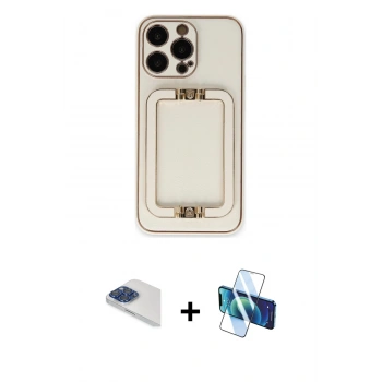 MARSİLYAN™- iPhone 13 Pro Max Kılıf Kozmos Minimal Prime - Siyah 3D Antistatik Cam Ekran Koruyucu + Pers Alüminyum Kamera Lens - LT