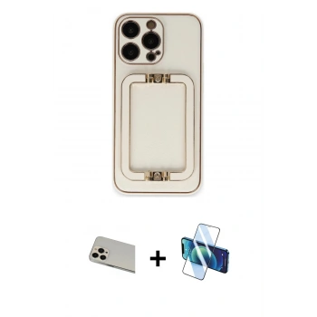 MARSİLYAN™- iPhone 13 Pro Max Kılıf Kozmos Minimal Prime - Siyah 3D Antistatik Cam Ekran Koruyucu + Rainbow Kamera Lens Koruma Cam - REGD