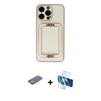 MARSİLYAN™- iPhone 13 Pro Max Kılıf Kozmos Minimal Prime - Siyah 3D Antistatik Cam Ekran Koruyucu + Renkli Kamera Lens Koruma Cam - SI