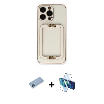 MARSİLYAN™- iPhone 13 Pro Max Kılıf Kozmos Minimal Prime - Siyah 3D Antistatik Cam Ekran Koruyucu + Shine Kamera Lens Koruma Cam - MI
