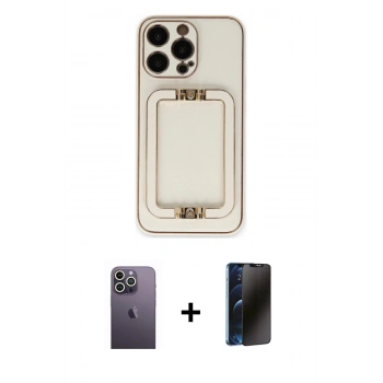 MARSİLYAN™- iPhone 13 Pro Max Kılıf Kozmos Minimal Prime - Siyah 3D Antistatik Hayalet Cam Ekran Koruyucu + Neon Fosforlu Kamera Lens - BZ