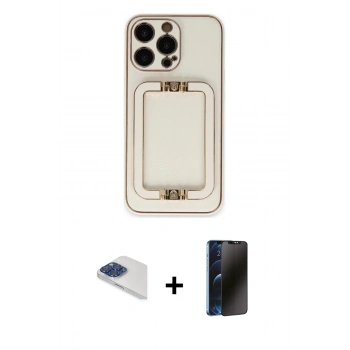 MARSİLYAN™- iPhone 13 Pro Max Kılıf Kozmos Minimal Prime - Siyah 3D Antistatik Hayalet Cam Ekran Koruyucu + Pers Alüminyum Kamera Lens - LT