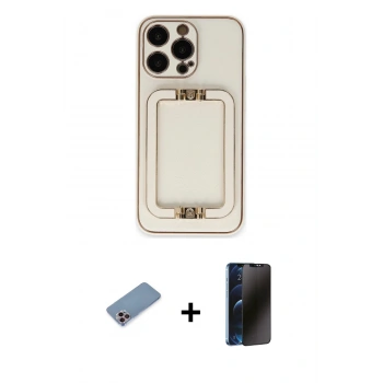 MARSİLYAN™- iPhone 13 Pro Max Kılıf Kozmos Minimal Prime - Siyah 3D Antistatik Hayalet Cam Ekran Koruyucu + Shine Kamera Lens Koruma Cam - PE