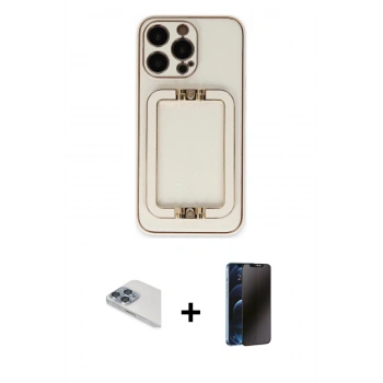 MARSİLYAN™- iPhone 13 Pro Max Kılıf Kozmos Minimal Prime - Siyah 3D Antistatik Hayalet Cam Ekran Koruyucu + Pers Alüminyum Kamera Lens - SABE