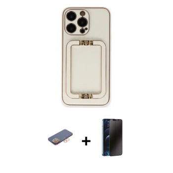MARSİLYAN™- iPhone 13 Pro Max Kılıf Kozmos Minimal Prime - Siyah 3D Antistatik Hayalet Cam Ekran Koruyucu + Renkli Kamera Lens Koruma Cam - TU