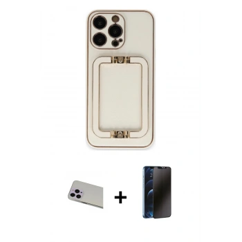 MARSİLYAN™- iPhone 13 Pro Max Kılıf Kozmos Minimal Prime - Siyah 3D Antistatik Hayalet Cam Ekran Koruyucu + Rainbow Kamera Lens Koruma Cam - MR