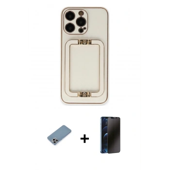 MARSİLYAN™- iPhone 13 Pro Max Kılıf Kozmos Minimal Prime - Siyah 3D Antistatik Hayalet Cam Ekran Koruyucu + Shine Kamera Lens Koruma Cam - GI