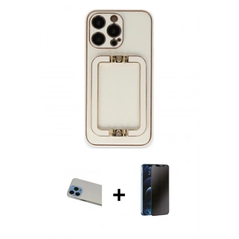 MARSİLYAN™- iPhone 13 Pro Max Kılıf Kozmos Minimal Prime - Siyah 3D Antistatik Hayalet Cam Ekran Koruyucu + Rainbow Kamera Lens Koruma Cam - MI