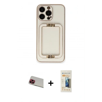 MARSİLYAN™- iPhone 13 Pro Max Kılıf Kozmos Minimal Prime - Siyah 6D Mat Seramik Hayalet Nano Ekran Koruyucu + Rainbow Kamera Lens Koruma Cam - KI