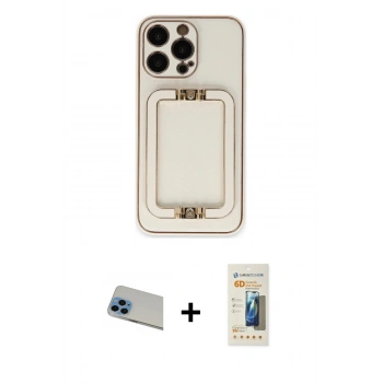 MARSİLYAN™- iPhone 13 Pro Max Kılıf Kozmos Minimal Prime - Siyah 6D Mat Seramik Hayalet Nano Ekran Koruyucu + Rainbow Kamera Lens Koruma Cam - MI