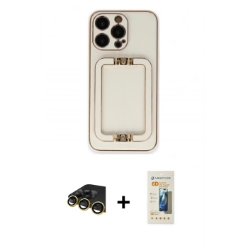 MARSİLYAN™- iPhone 13 Pro Max Kılıf Kozmos Minimal Prime - Siyah 6D Mat Seramik Hayalet Nano Ekran Koruyucu + Raze Metal Kamera Lens - GD
