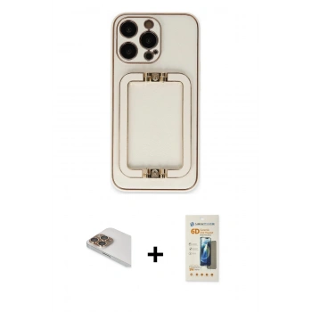 MARSİLYAN™- iPhone 13 Pro Max Kılıf Kozmos Minimal Prime - Siyah 6D Mat Seramik Hayalet Nano Ekran Koruyucu + Pers Alüminyum Kamera Lens - GD