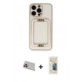 MARSİLYAN™- iPhone 13 Pro Max Kılıf Kozmos Minimal Prime - Siyah 6D Mat Seramik Hayalet Nano Ekran Koruyucu + Rainbow Kamera Lens Koruma Cam - MR