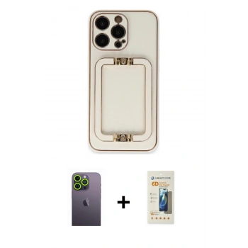 MARSİLYAN™- iPhone 13 Pro Max Kılıf Kozmos Minimal Prime - Siyah 6D Mat Seramik Hayalet Nano Ekran Koruyucu + Neon Fosforlu Kamera Lens - YL