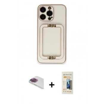 MARSİLYAN™- iPhone 13 Pro Max Kılıf Kozmos Minimal Prime - Siyah 6D Mat Seramik Hayalet Nano Ekran Koruyucu + Pers Alüminyum Kamera Lens - GI