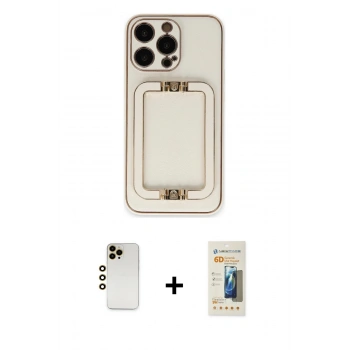 MARSİLYAN™- iPhone 13 Pro Max Kılıf Kozmos Minimal Prime - Siyah 6D Mat Seramik Hayalet Nano Ekran Koruyucu + Shine Kamera Lens - GD