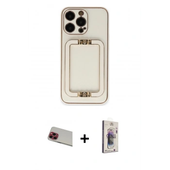 MARSİLYAN™- iPhone 13 Pro Max Kılıf Kozmos Minimal Prime - Siyah Bilvis 3D Cam Ekran Koruyucu + Rainbow Kamera Lens Koruma Cam - KI