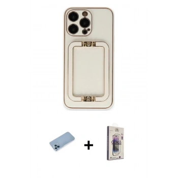 MARSİLYAN™- iPhone 13 Pro Max Kılıf Kozmos Minimal Prime - Siyah Bilvis 3D Cam Ekran Koruyucu + Shine Kamera Lens Koruma Cam - MI