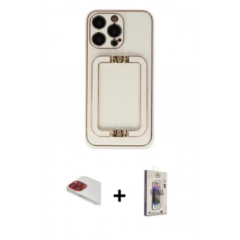 MARSİLYAN™- iPhone 13 Pro Max Kılıf Kozmos Minimal Prime - Siyah Bilvis 3D Cam Ekran Koruyucu + Pers Alüminyum Kamera Lens - KI