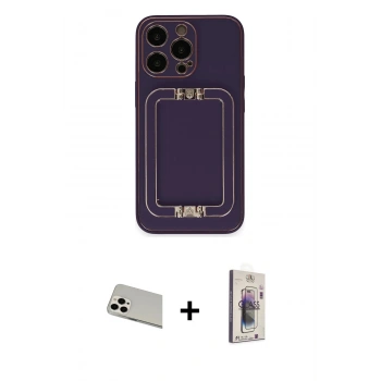 MARSİLYAN™- iPhone 13 Pro Max Kılıf Kozmos Minimal Prime - Siyah Bilvis 3D Cam Ekran Koruyucu + Rainbow Kamera Lens Koruma Cam - BZ