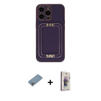 MARSİLYAN™- iPhone 13 Pro Max Kılıf Kozmos Minimal Prime - Siyah Bilvis 3D Cam Ekran Koruyucu + Shine Kamera Lens Koruma Cam - GI