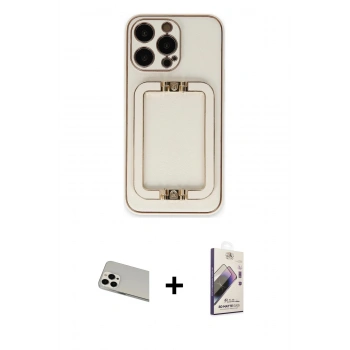 MARSİLYAN™- iPhone 13 Pro Max Kılıf Kozmos Minimal Prime - Siyah Bilvis 3D Mat Cam Ekran Koruyucu + Rainbow Kamera Lens Koruma Cam - BZ