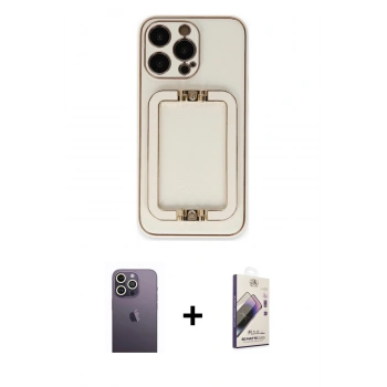 MARSİLYAN™- iPhone 13 Pro Max Kılıf Kozmos Minimal Prime - Siyah Bilvis 3D Mat Cam Ekran Koruyucu + Neon Fosforlu Kamera Lens - BZ
