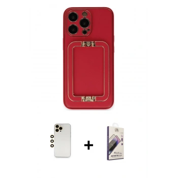 MARSİLYAN™- iPhone 13 Pro Max Kılıf Kozmos Minimal Prime - Siyah Bilvis 3D Mat Cam Ekran Koruyucu + Shine Kamera Lens - GD