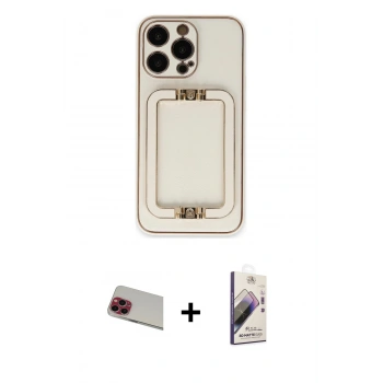 MARSİLYAN™- iPhone 13 Pro Max Kılıf Kozmos Minimal Prime - Siyah Bilvis 3D Mat Cam Ekran Koruyucu + Rainbow Kamera Lens Koruma Cam - KI