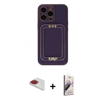 MARSİLYAN™- iPhone 13 Pro Max Kılıf Kozmos Minimal Prime - Siyah Bilvis 3D Mat Cam Ekran Koruyucu + Pers Alüminyum Kamera Lens - KI