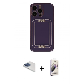MARSİLYAN™- iPhone 13 Pro Max Kılıf Kozmos Minimal Prime - Siyah Bilvis 3D Mat Cam Ekran Koruyucu + Pers Alüminyum Kamera Lens - LT