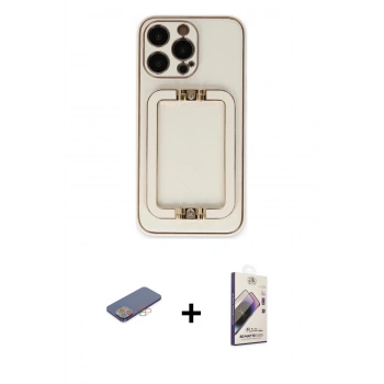 MARSİLYAN™- iPhone 13 Pro Max Kılıf Kozmos Minimal Prime - Siyah Bilvis 3D Mat Cam Ekran Koruyucu + Renkli Kamera Lens Koruma Cam - PE