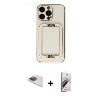 MARSİLYAN™- iPhone 13 Pro Max Kılıf Kozmos Minimal Prime - Siyah Bilvis 3D Mat Cam Ekran Koruyucu + Pers Alüminyum Kamera Lens - GI
